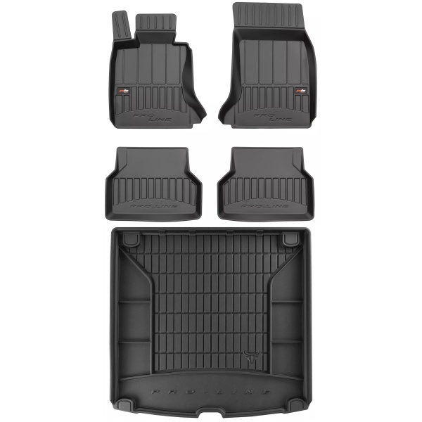 Set Covorase Auto Cauciuc Negro Bmw Seria 5 E61 2003-2010 Pro Line Tip Tavita 3D 3D407800 + Tavita Portbagaj Negro Bmw Seria 5 E61 2003-2010 Combi TM548089